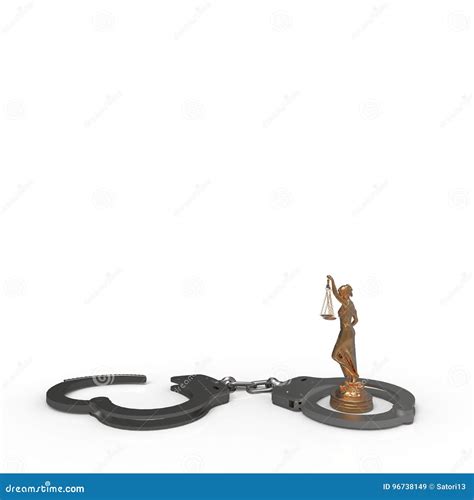 Legal Law Scales Of Justice And Handcuffs 3d Rendering Stock