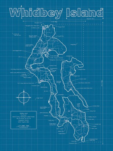 Whidbey Island Map Whidbey Island Street Map Whidbey | Etsy