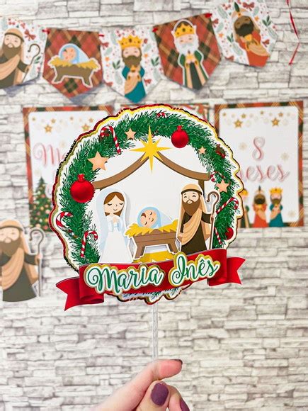 Kit Mesversário Natal Nasceu o Menino Jesus no Elo7 DessArtes