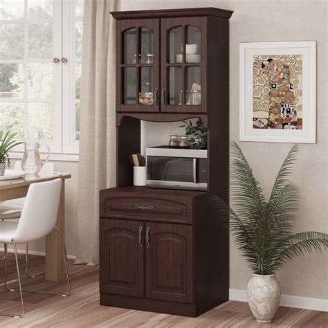 Living Skog Pantry Kitchen Storage Cabinet Mdf In Espresso Color Assembled Product 71 Height