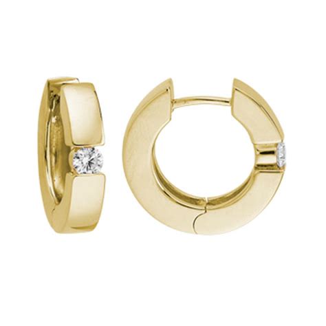 14k Yellow Gold Diamond Hinged Huggie Earrings Borsheims