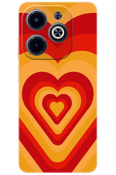 Ceppare iNfinix Hot i X B Uyumlu Kılıf Desen Baskılı Silikon Sarı Kırmızı Kalpler STK