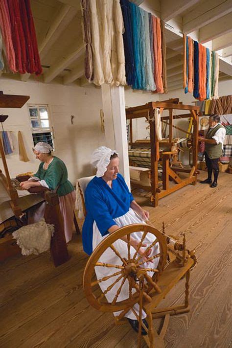 In The Weave Room At The Wythe House Weavers Demonstrates How To Spin