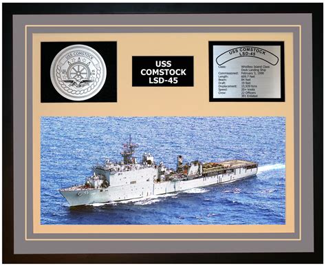 USS COMSTOCK LSD-45 Framed Navy Ship Display Burgundy – Navy Emporium