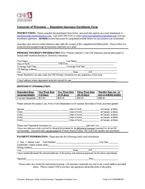 Fillable Online Www4 Uwm UW Dependent Enrollment Form To Be Made