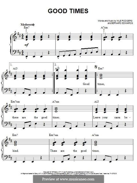 Good Times (Chic) by B. Edwards, N. Rodgers - sheet music on MusicaNeo