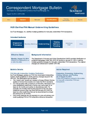 Fillable Online HUD Clarifies FHA Manual Underwriting Guidelines Fax