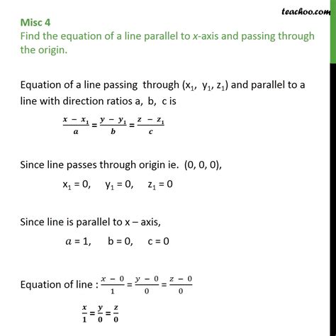 Misc 4 Find Equation Of Line Parallel To X Axis And Passing Through