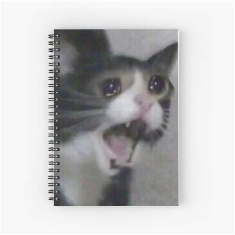 Crying Teary Eyed Sad Cat Meme Spiral Notebook Ubicaciondepersonas