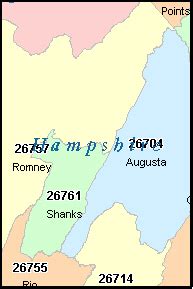 HAMPSHIRE County, West Virginia Digital ZIP Code Map