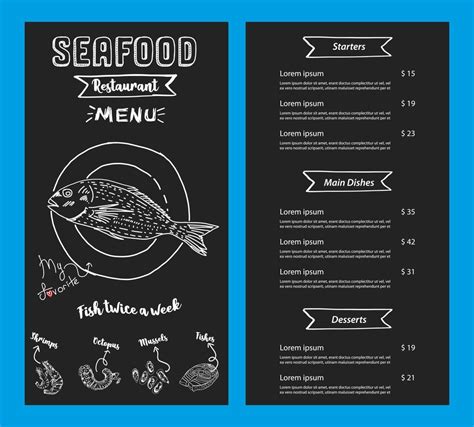 plantilla de menú de restaurante de mariscos vector 2037277 Vector en