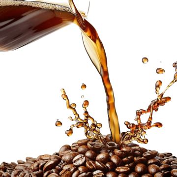 Pouring Coffee On The Beans Coffee Beans Brown PNG Transparent Image