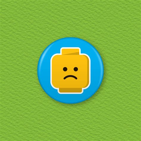 Lego Emoji Face – Sad Button Badge | Badger