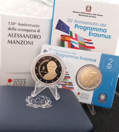 Italy 2 Euro 2022 2023 Erasmus Manzoni Proof BU 2 Catawiki