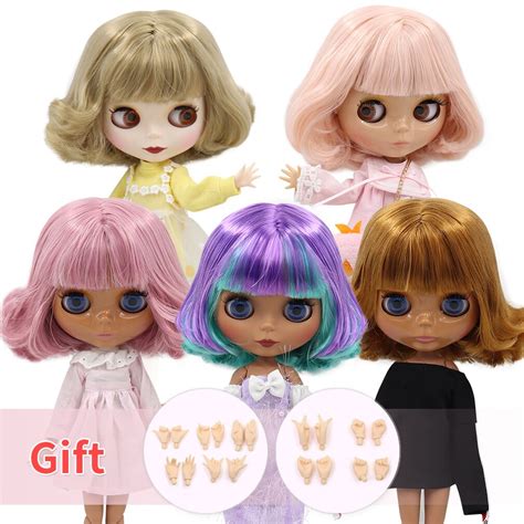 ICY DBS Blyth 1 6 Doll 30cm BJD Nude Joint Body Black White Skin Short Oil