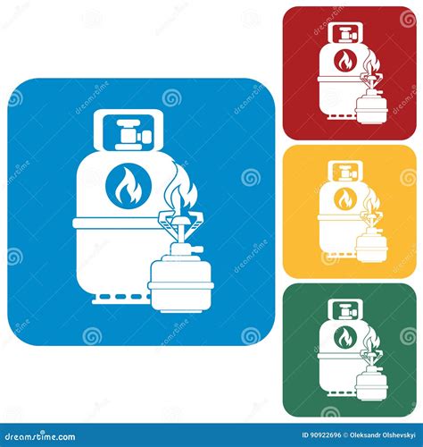 Het Kamperen Fornuis Met Het Pictogram Van De Gasfles Vector