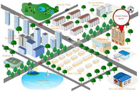 3D Directional Street Map Edraw Map Software Supports To Draw World