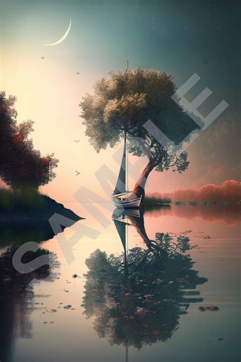 Tranquil Lake Scene Painting PRINTABLE ART Instant Download Tranquility ...