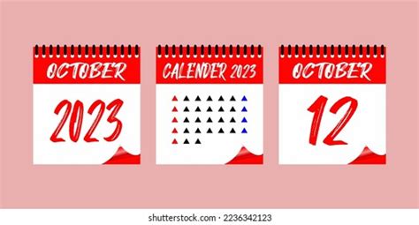 Calendar Set Icon 12 October 2023 Stock Vector (Royalty Free ...