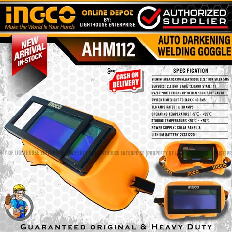 Ingco Auto Darkening Welding Goggle Ahm112 Lighthouse Enterprise Lazada Ph