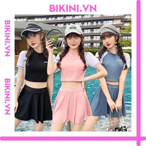 BIKINI LOẠI ĐẸP Bộ đồ bơi bikini hai mảnh tay lỡ chân váy đi bơi đi biển kín đáo mã vẫn đẹp