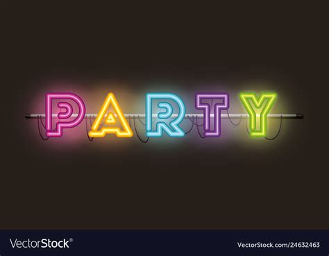 Party fonts neon lights Royalty Free Vector Image