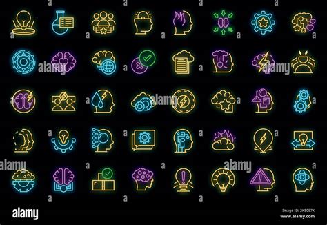 Critical Thinking Icons Set Outline Vector Think Brain Mind