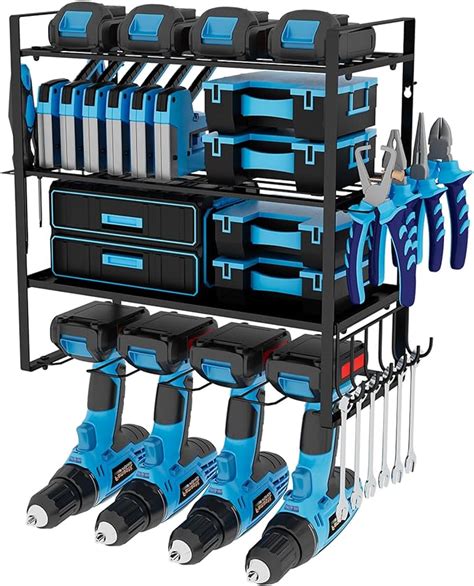 Power Tool Organizer Wall Mount 4 Drill Holder 4 Layers