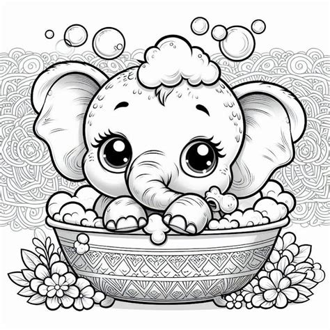 Baby Elephant Color Pages - Etsy