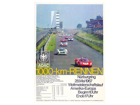 ADAC 1000 KM Rennen Nürburgring 1967 Classic Rare Porsche Posters