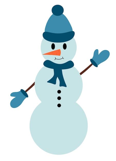 Boneco de neve chapéu cachecol e luvas inverno natal criança plana