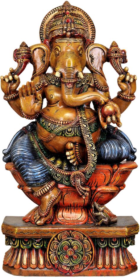 Lord Ganesha Seated On Lotus