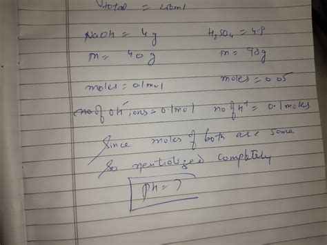 G Of Naoh And G Of H So Are Dissolved In Water And Volume Is