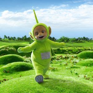 A Cartoon Character Running Across A Lush Green Field