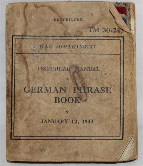 German Phrase Book Avec Patch Chris Militaria