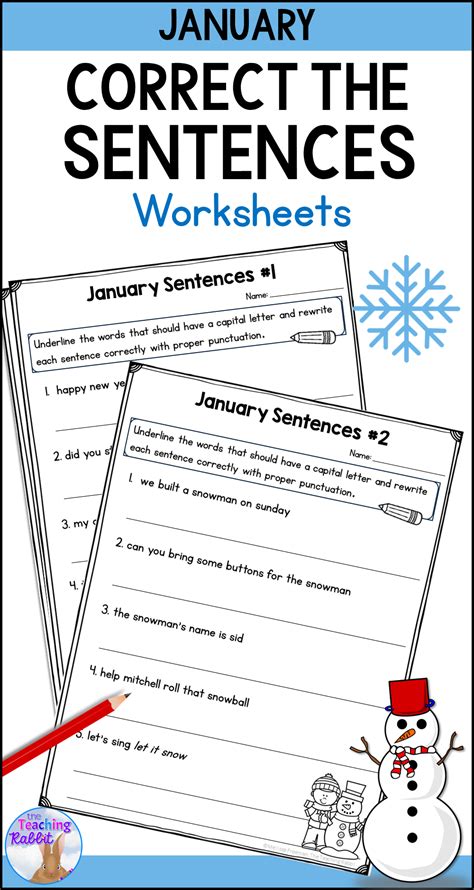 January Correct The Sentences Worksheets Fix The Sentences Practice For Grade 2 Artofit