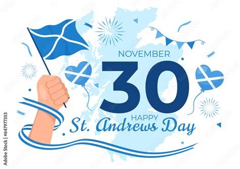 Happy St Andrew Day Vector Illustration On 30 November With Scotland