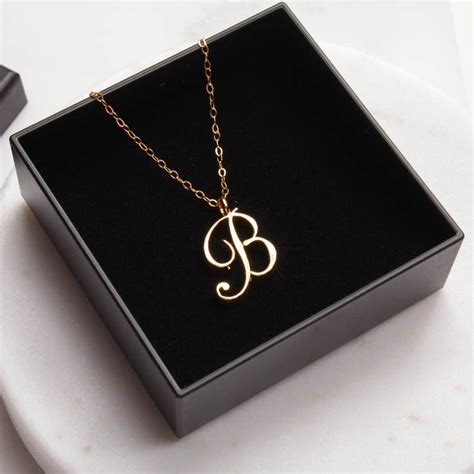 B Initial Necklace Timeless Cursive B Initial Etsy