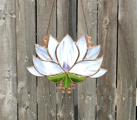 Lotus Flower Stained Glass Suncatcher Etsy