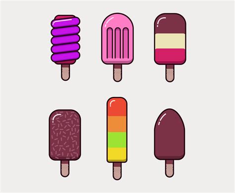 Ice Creams On Stick Set Royalty Free Vector Image 44 Off