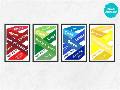 Zones Of Regulation Poster Emotional Regulation Therapy Office Decor 4 Zones Of Regulation