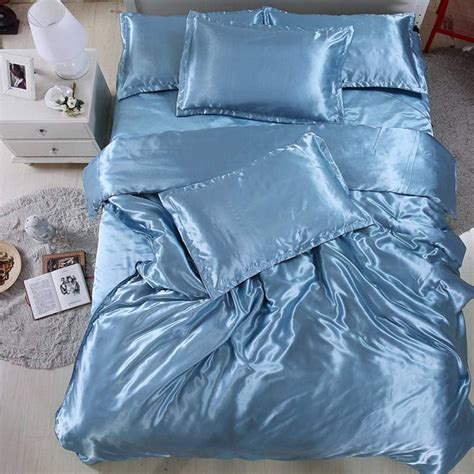 GEEKCOOK Bettzubehör Satin Seide Bettwäsche Set Bett Set Quilt