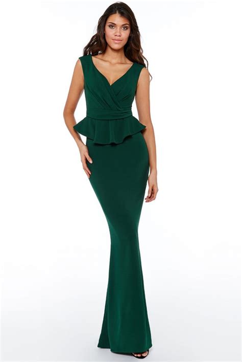 Emerald Green Cross Over Peplum Maxi Dress Alila