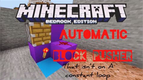 Automatic Block Pusher For Minecraft Bedrock And Java Edition Redstone Tutorial Youtube