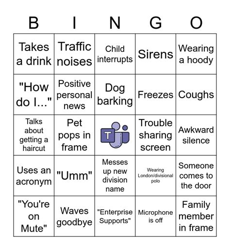 Microsoft Teams Bingo Card