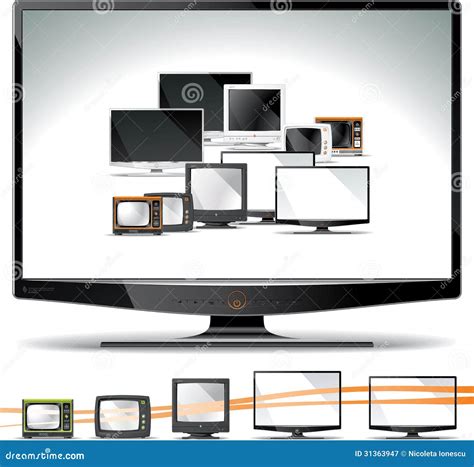 computer screen collection crt plasma lcd led stock vector