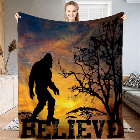 Sasquatch Ts Bigfoot Believe Sunset Throw Bigfoot