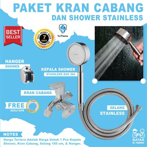 Promo Shower Kamar Mandi Paket Lengkap Sower Stainless 304 Dan Kran