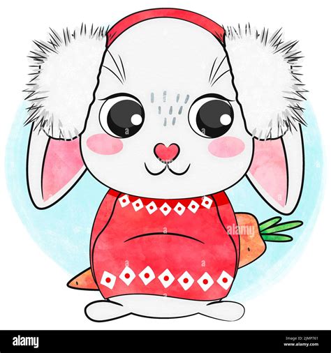 Cute cartoon Merry Christmas bunny. Stock illustration Stock Photo - Alamy