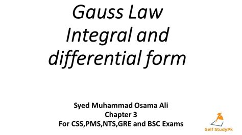 Differential And Integral Form Of Gausss Law Youtube